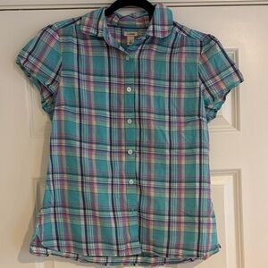 L.L. Bean Women’s Plaid Shirt - Teal and Pink Sz small